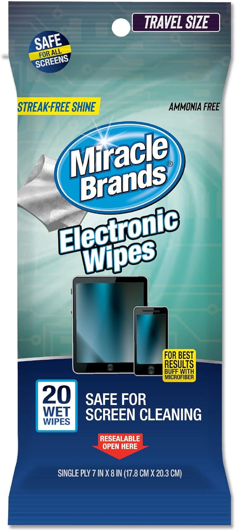 Miraclewipes for Electronics Cleaning - Screen Wipes Designed for TV, Phones, Monitors and More - Includes Microfiber Towel - (30 Count)