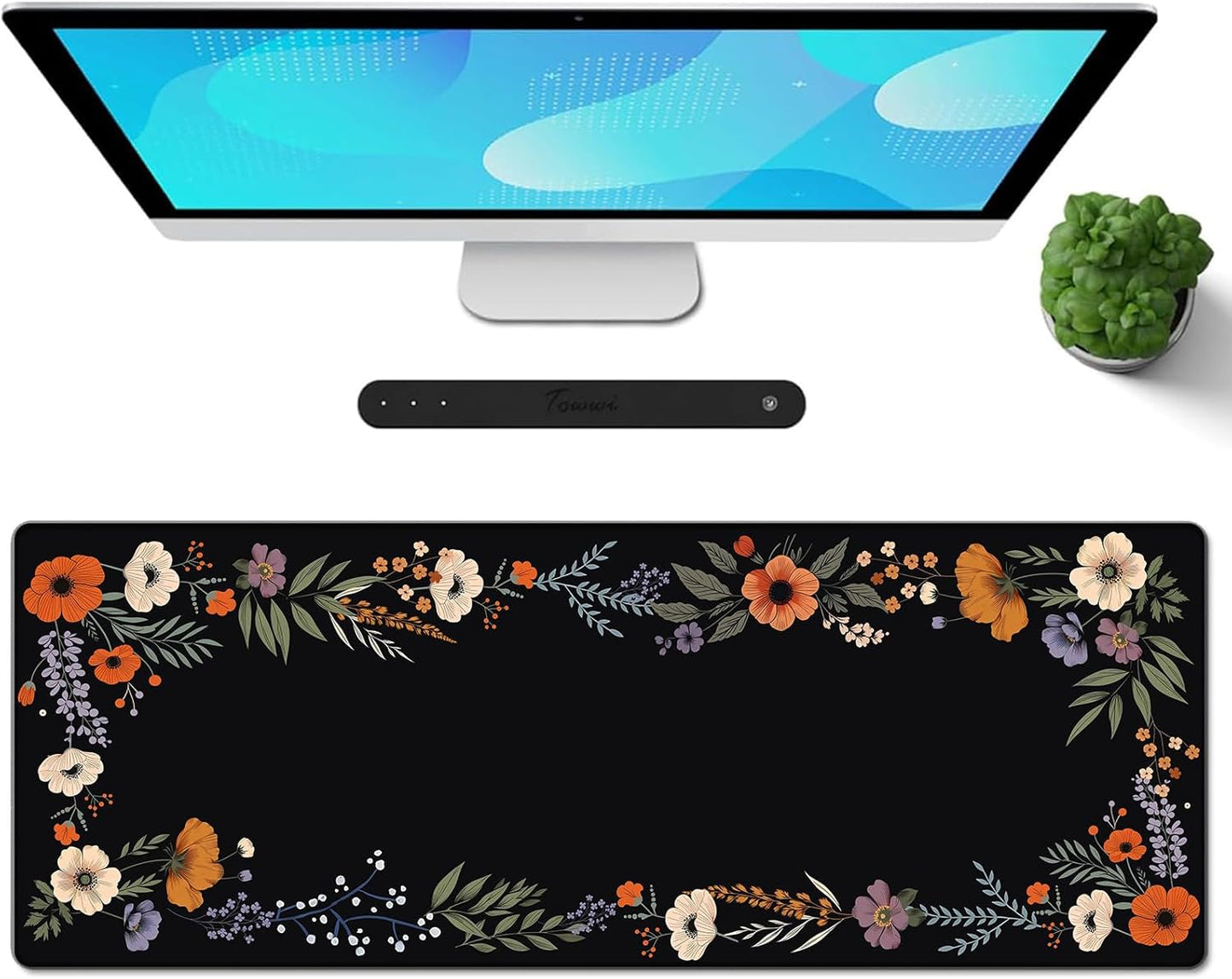 Gaming Mouse Pad XXL XL Large Long Extended Big Mousepad Non-Slip Rubber Keyboard Mouse Pad with Stitched Edges for Laptop Home Office (31.5X11.8X0.08 Inch) … (Aurora)