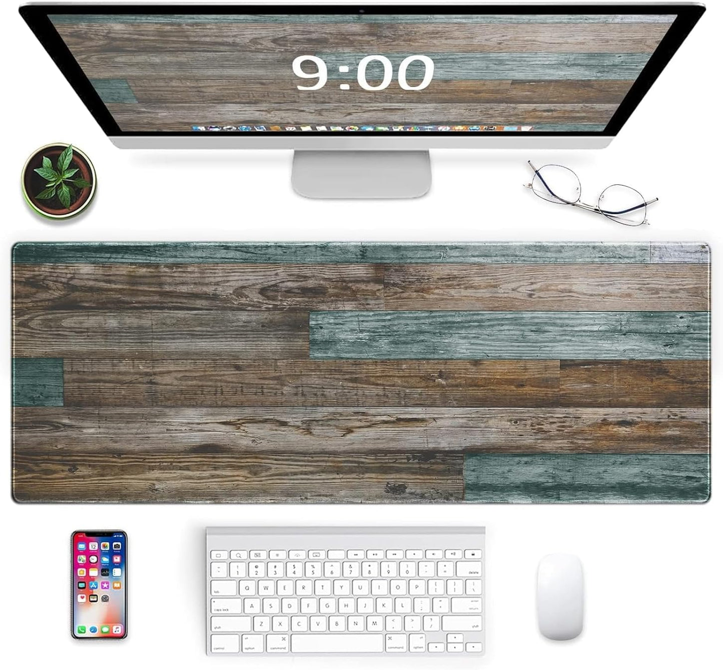 Gaming Mouse Pad XXL XL Large Long Extended Big Mousepad Non-Slip Rubber Keyboard Mouse Pad with Stitched Edges for Laptop Home Office (31.5X11.8X0.08 Inch) … (Aurora)