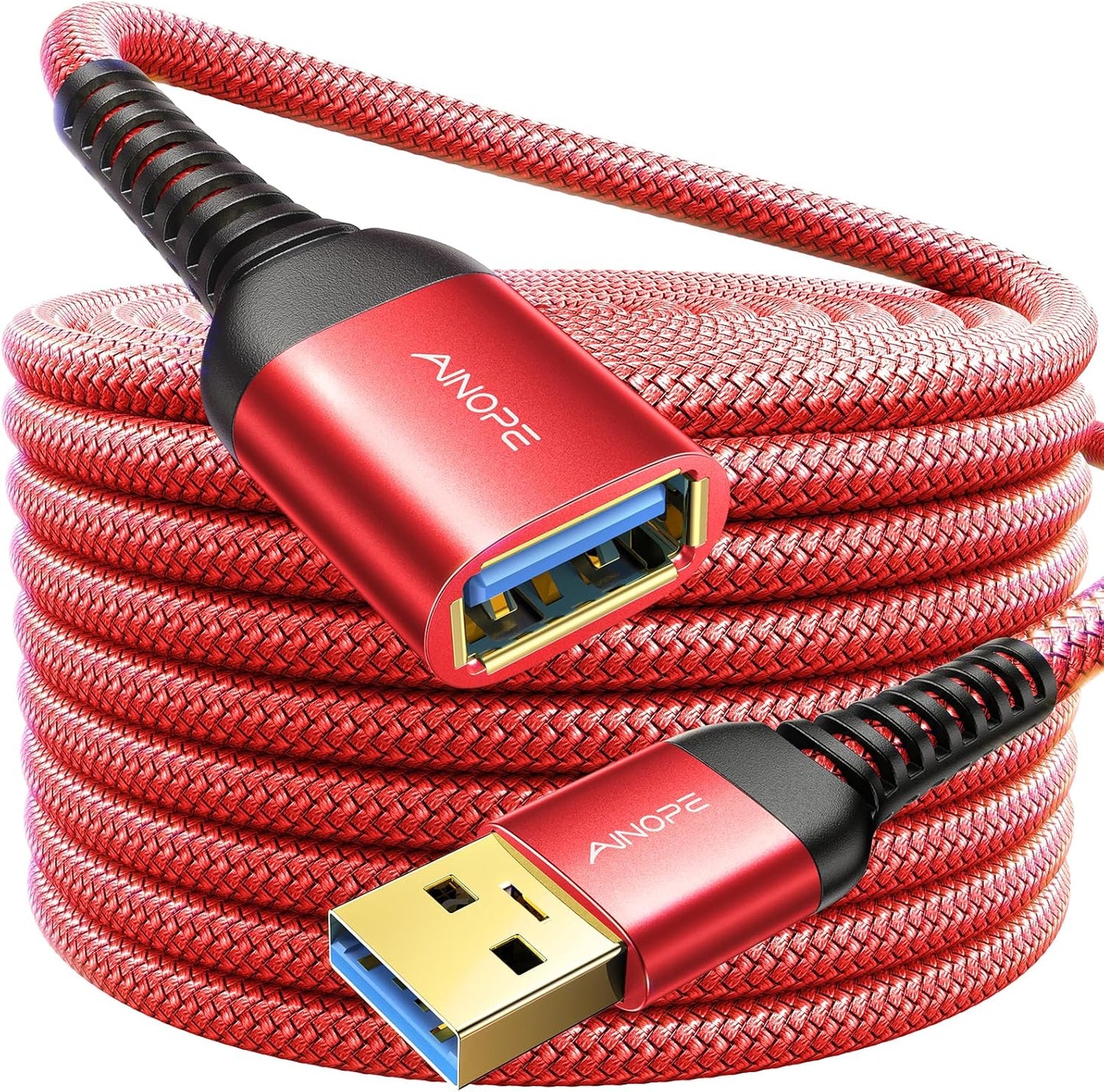 USB Extension Cable,Usb Extender,Usb 3.0 Extension Cable, Male to Female Cord High Data Transfer Compatible with Webcam,Usbkeyboard,Flash Drive,Hard Drive,Printer,10Ft,Grey