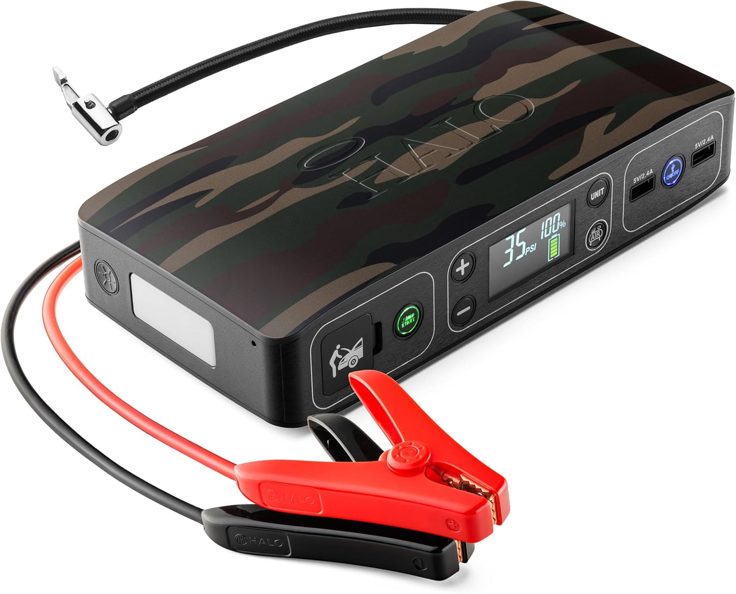 Bolt Air 58830 Portable Car Battery Jump Starter | 100 PSI Air Compressor, 58.8Wh USB Power Bank, Emergency Floodlight & Charger, Jumps Cars Suvs & Trucks, Inflates Tires, TSA Approved — Gray