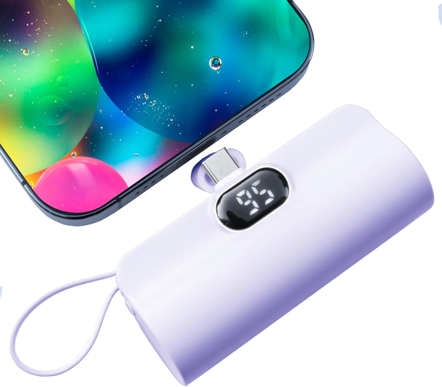 Mini Power Bank 5500Mah Portable Power Bank,Dual USB-C Ports Cell Phone Power Charger, LCD LED Display Battery Compatible with Iphone 16/15 Plus/15 Pro/15 Pro Max/Android Phone/Samsung/Moto/Lg Etc
