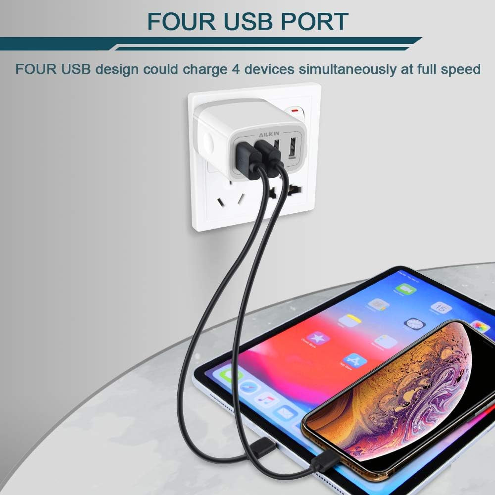 USB Charger Adapter, 2-Pack 4.8A 4-Muti Port Phone Wall Plug Fast Charging Block Box for Iphone 17 16 15 14 13 12 Pro Max 11 SE 10 XR XS, Samsung Galaxy, Moto, LG, Pixel, Power Cube Base Brick