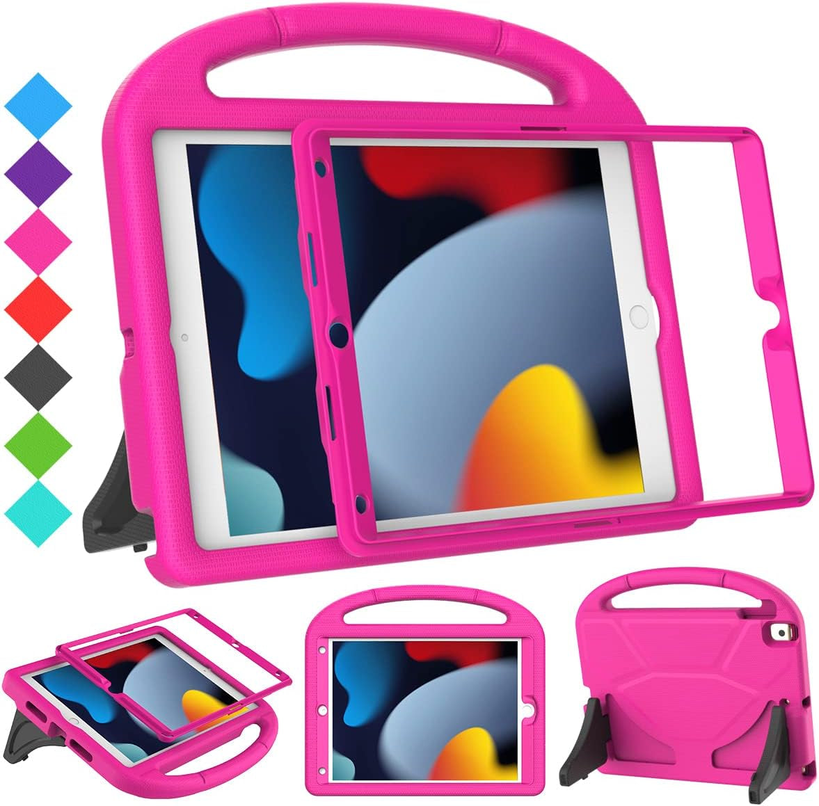 Kids Case for Ipad 9Th/8Th/7Th Generation - Ipad 10.2 Inch 2021/2020/2019 Case with Built-In Screen Protector, Durable Shockproof Handle Stand Kids Cover for Apple Ipad 7/8/9 Gen, Blue