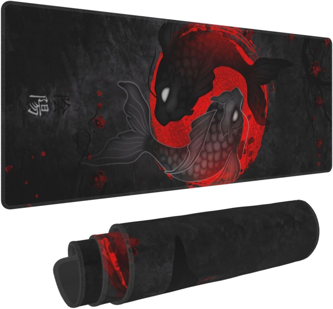 Japanese Ocean Waves Gaming Mouse Pad XL, Non Slip Rubber Base Mousepad, Stitched Edges Desk Pad, Extended Large Mice Pad,31.5 X 11.8 Inch (Astrology Moon Sun)