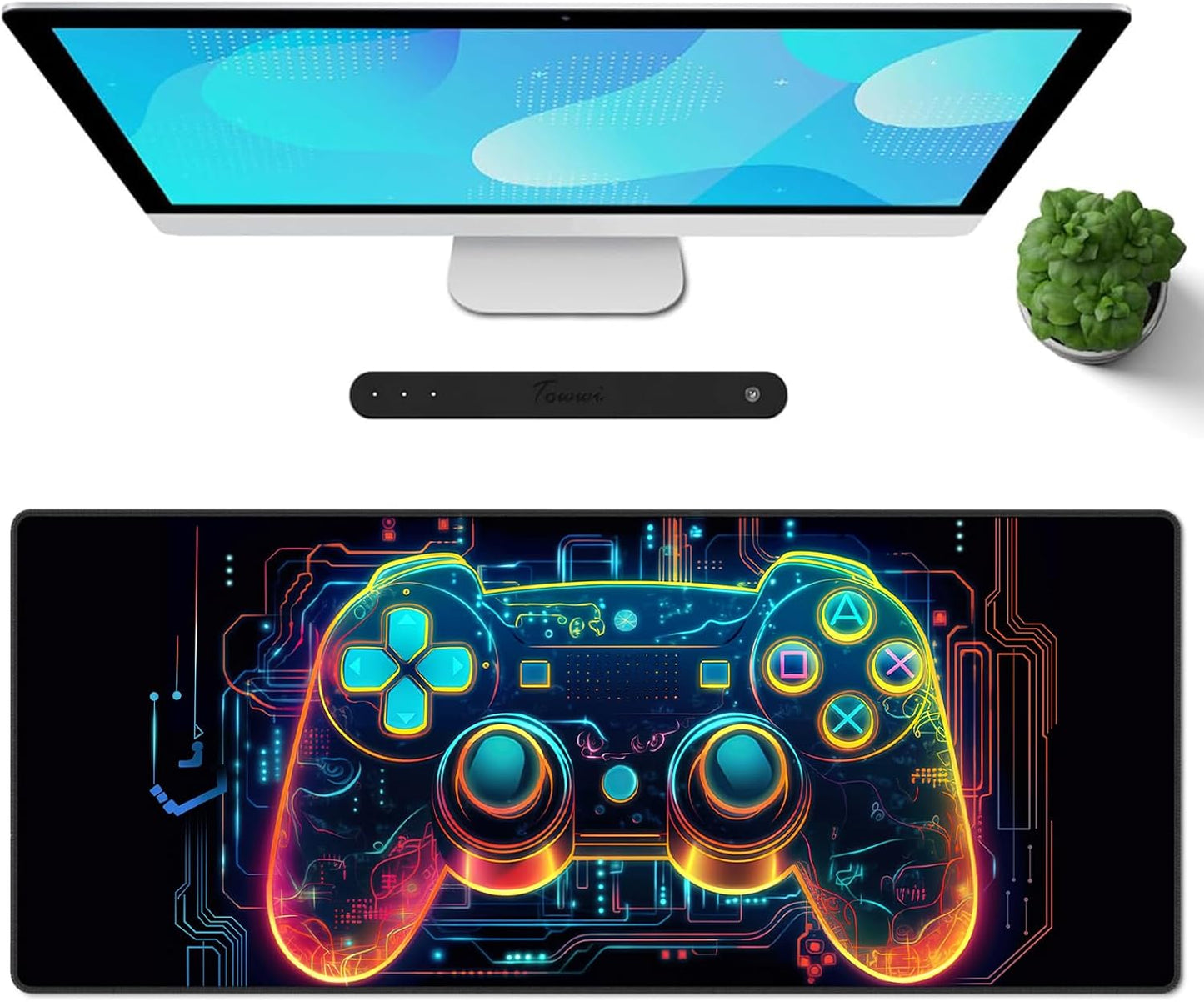 Gaming Mouse Pad XXL XL Large Long Extended Big Mousepad Non-Slip Rubber Keyboard Mouse Pad with Stitched Edges for Laptop Home Office (31.5X11.8X0.08 Inch) … (Aurora)