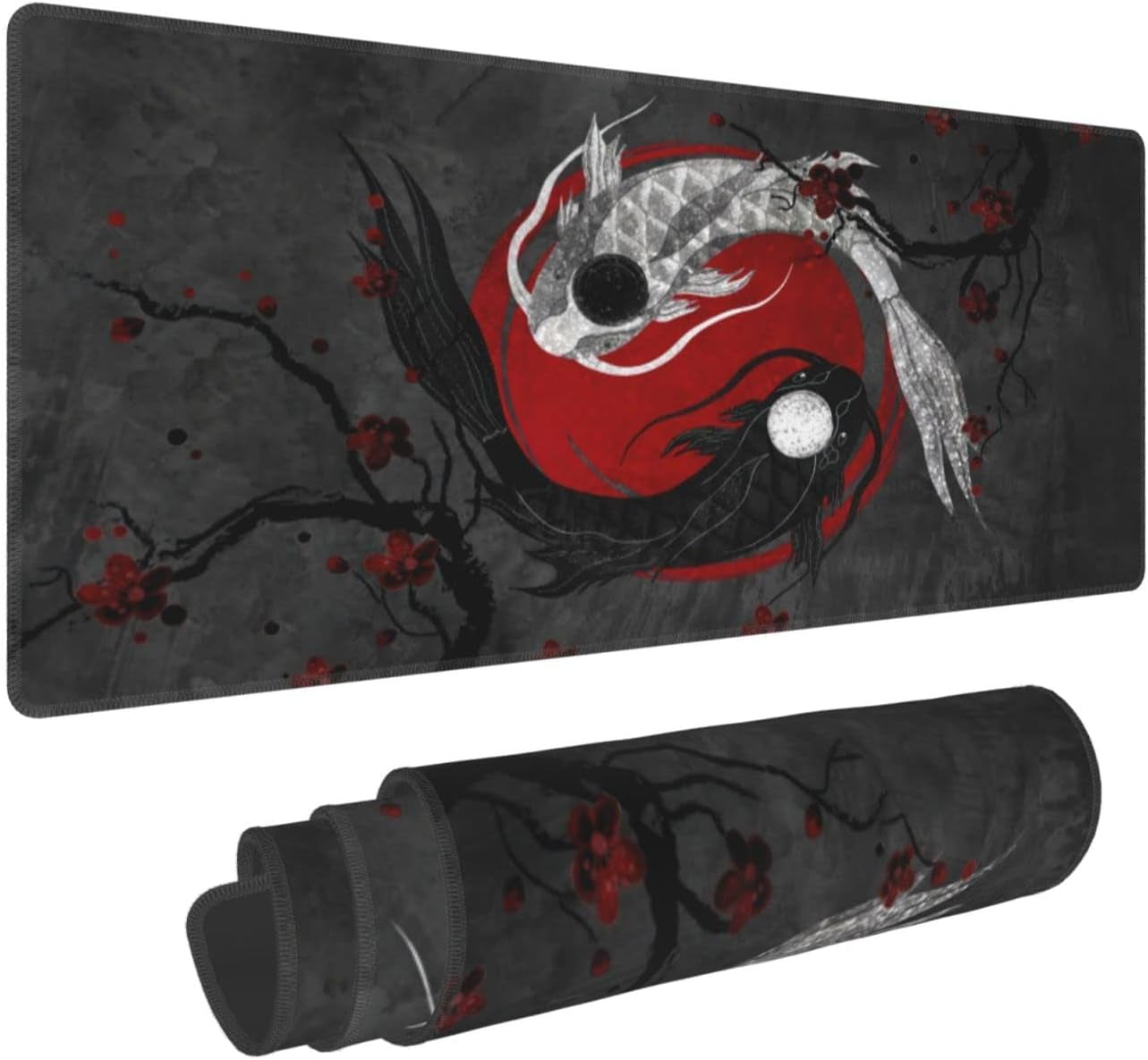 Japanese Ocean Waves Gaming Mouse Pad XL, Non Slip Rubber Base Mousepad, Stitched Edges Desk Pad, Extended Large Mice Pad,31.5 X 11.8 Inch (Astrology Moon Sun)