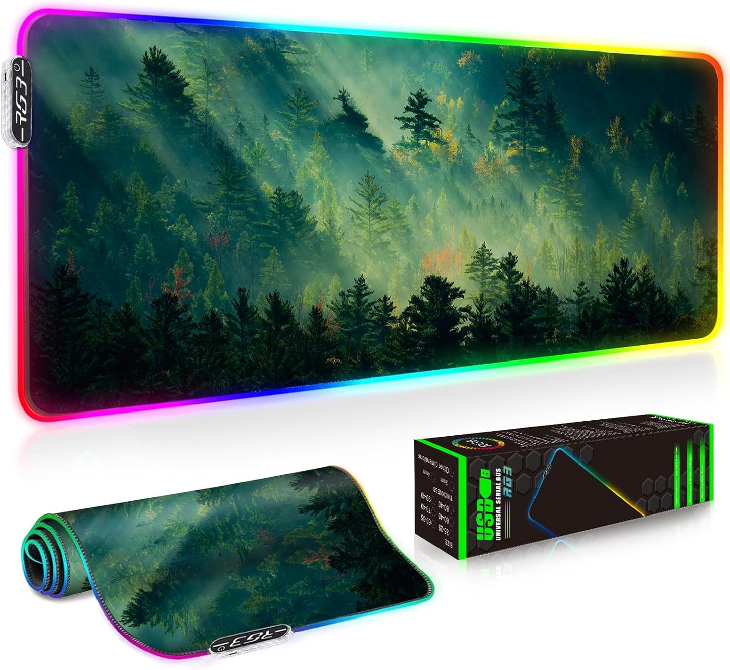 Gaming Mouse Pad XXL XL Large Long Extended Big Mousepad Non-Slip Rubber Keyboard Mouse Pad with Stitched Edges for Laptop Home Office (31.5X11.8X0.08 Inch) … (Aurora)