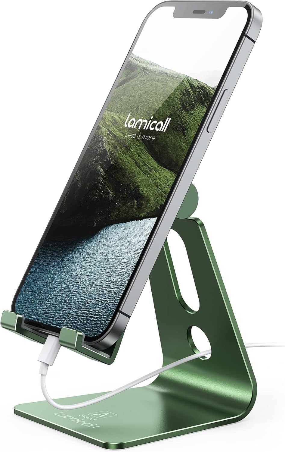 Adjustable Cell Phone Stand, Desk Phone Holder, Cradle, Dock, Compatible with Iphone 17 16 15 14 Air plus Pro Pro Max 13 12 X XS, 4-8" Phones, Office Accessories, All Smartphone, Black