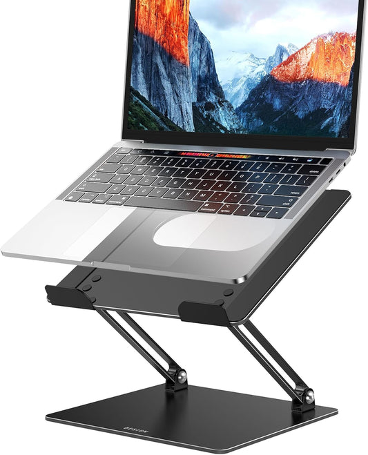 LS10 Aluminum Laptop Stand, Ergonomic Adjustable Notebook Stand, Computer Holder Compatible with Air, Pro, Dell, HP, Lenovo More 10-14" Laptops, Black