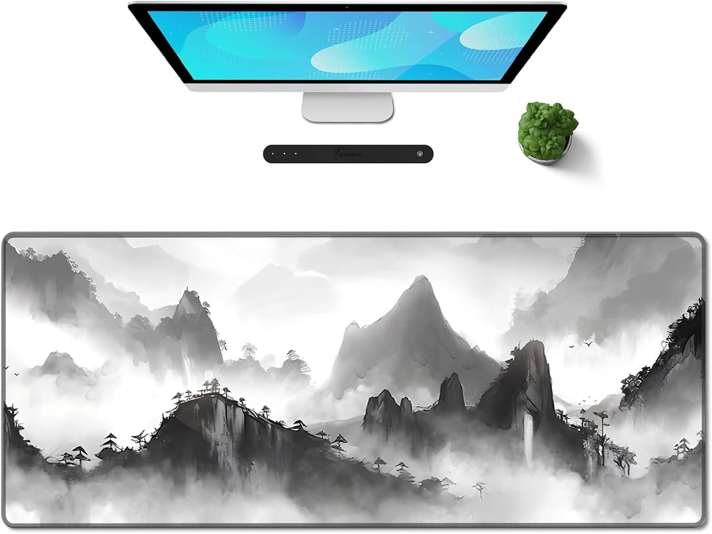 Gaming Mouse Pad XXL XL Large Long Extended Big Mousepad Non-Slip Rubber Keyboard Mouse Pad with Stitched Edges for Laptop Home Office (31.5X11.8X0.08 Inch) … (Aurora)