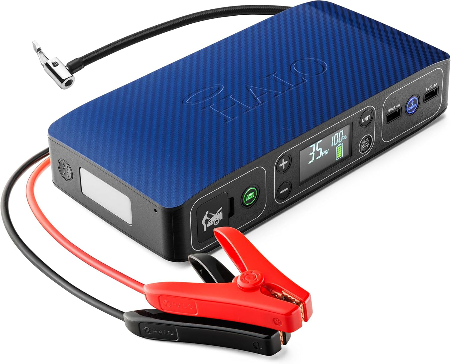 Bolt Air 58830 Portable Car Battery Jump Starter | 100 PSI Air Compressor, 58.8Wh USB Power Bank, Emergency Floodlight & Charger, Jumps Cars Suvs & Trucks, Inflates Tires, TSA Approved — Gray