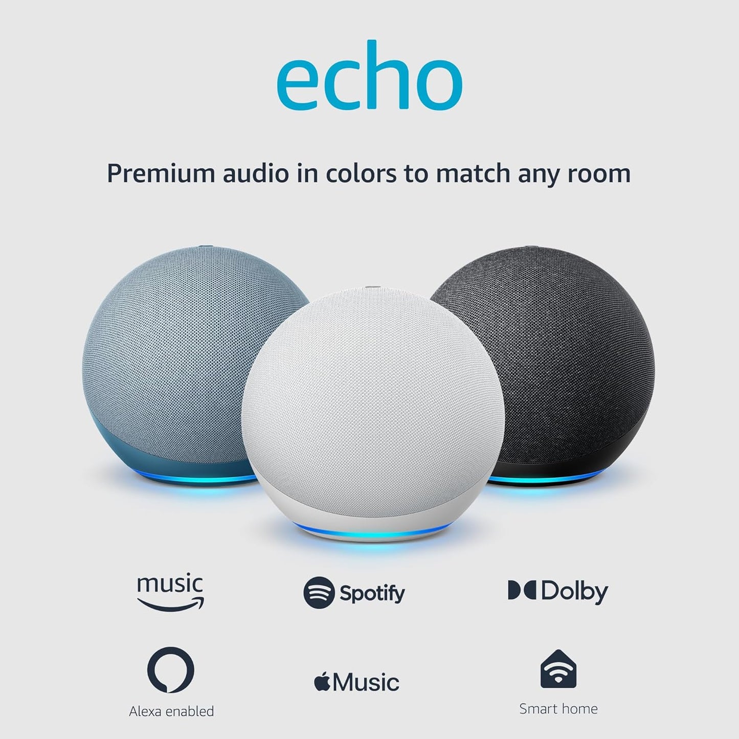 Echo (Newest Model), Alexa Speaker with Premium Sound, Ideal for Large Bedrooms, Living Rooms and Kitchens, Charcoal