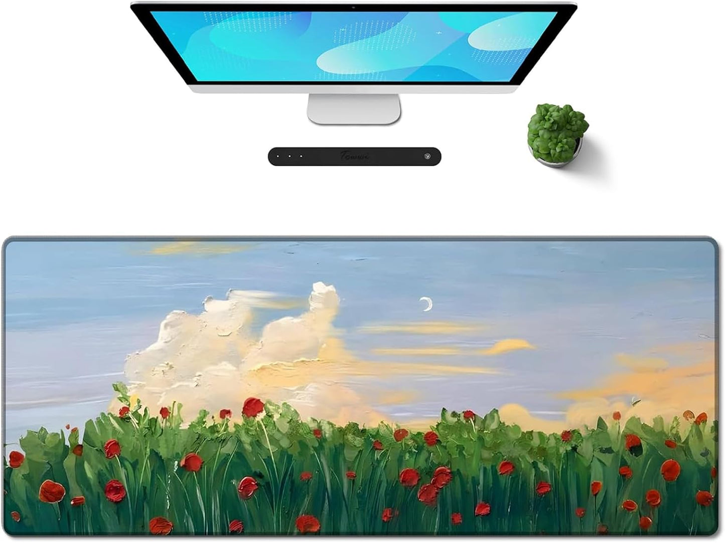 Gaming Mouse Pad XXL XL Large Long Extended Big Mousepad Non-Slip Rubber Keyboard Mouse Pad with Stitched Edges for Laptop Home Office (31.5X11.8X0.08 Inch) … (Aurora)