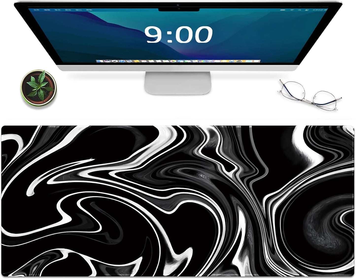 Gaming Mouse Pad XXL XL Large Long Extended Big Mousepad Non-Slip Rubber Keyboard Mouse Pad with Stitched Edges for Laptop Home Office (31.5X11.8X0.08 Inch) … (Aurora)