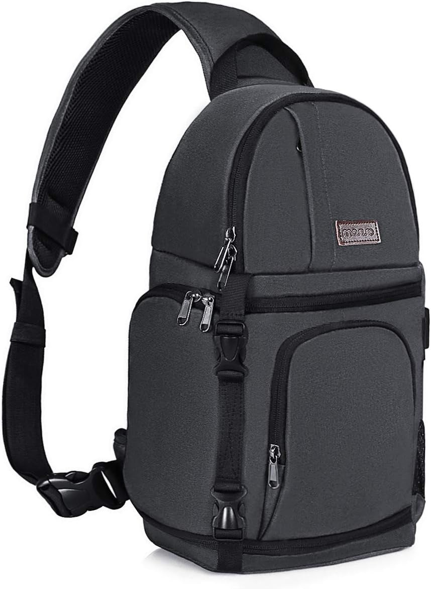 Camera Sling Bag, Dslr/Slr/Mirrorless Camera Backpack Case Shockproof Photography Backpack with Tripod Holder & Removable Modular Inserts Compatible with Canon/Nikon/Sony/Fuji