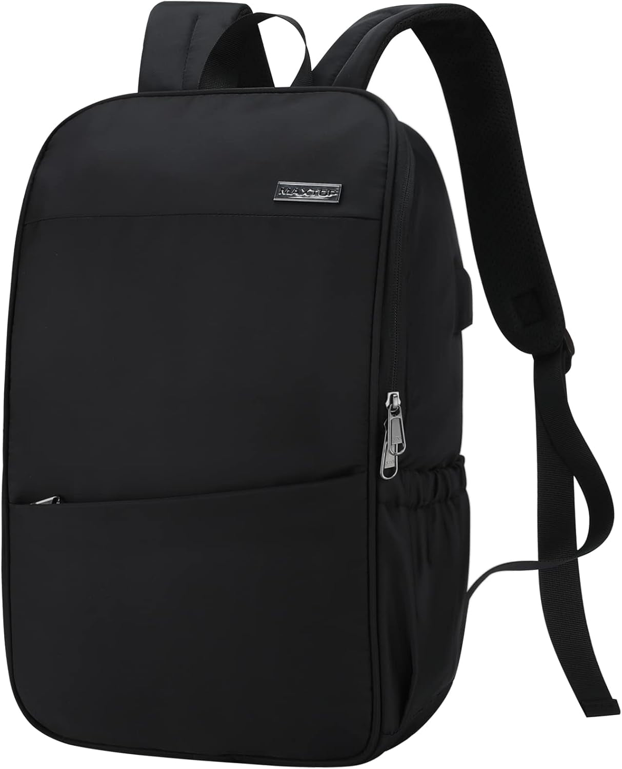 Deep Storage Laptop Backpack with USB Charging Port[Water Resistant] College Computer Bookbag Fits 15 Inch Laptop Black