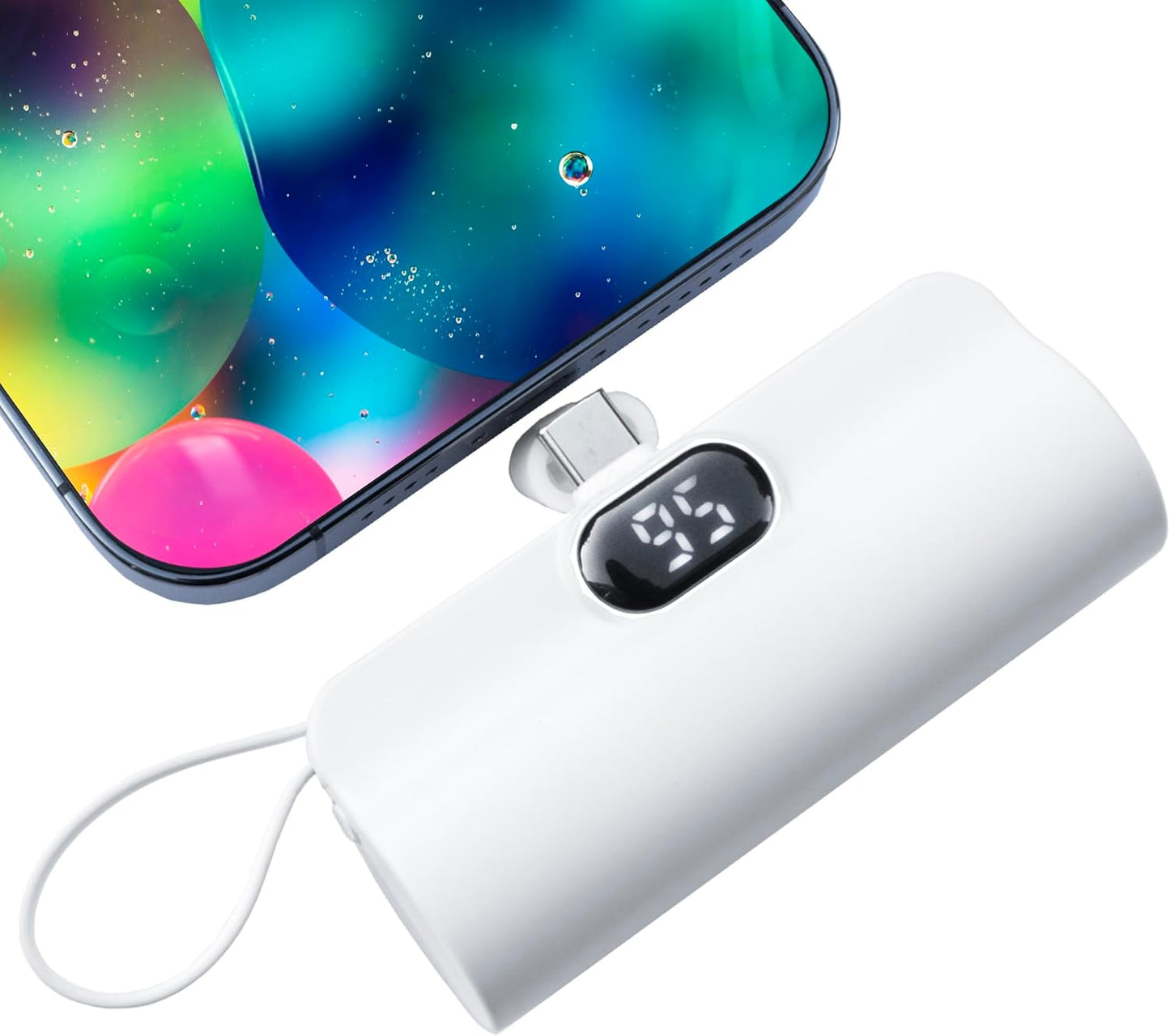 Mini Power Bank 5500Mah Portable Power Bank,Dual USB-C Ports Cell Phone Power Charger, LCD LED Display Battery Compatible with Iphone 16/15 Plus/15 Pro/15 Pro Max/Android Phone/Samsung/Moto/Lg Etc