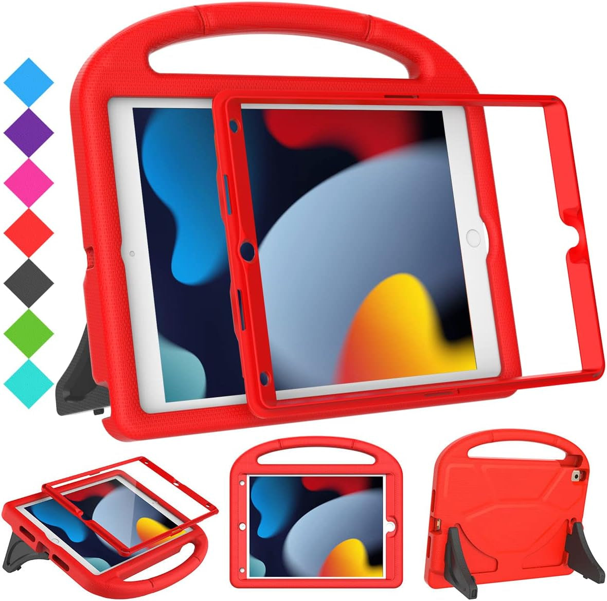 Kids Case for Ipad 9Th/8Th/7Th Generation - Ipad 10.2 Inch 2021/2020/2019 Case with Built-In Screen Protector, Durable Shockproof Handle Stand Kids Cover for Apple Ipad 7/8/9 Gen, Blue
