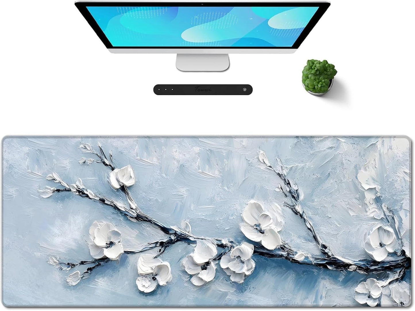 Gaming Mouse Pad XXL XL Large Long Extended Big Mousepad Non-Slip Rubber Keyboard Mouse Pad with Stitched Edges for Laptop Home Office (31.5X11.8X0.08 Inch) … (Aurora)