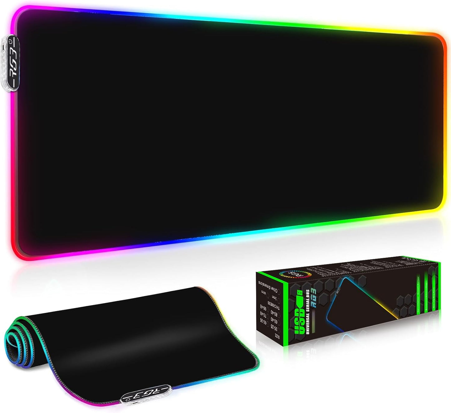 Gaming Mouse Pad XXL XL Large Long Extended Big Mousepad Non-Slip Rubber Keyboard Mouse Pad with Stitched Edges for Laptop Home Office (31.5X11.8X0.08 Inch) … (Aurora)