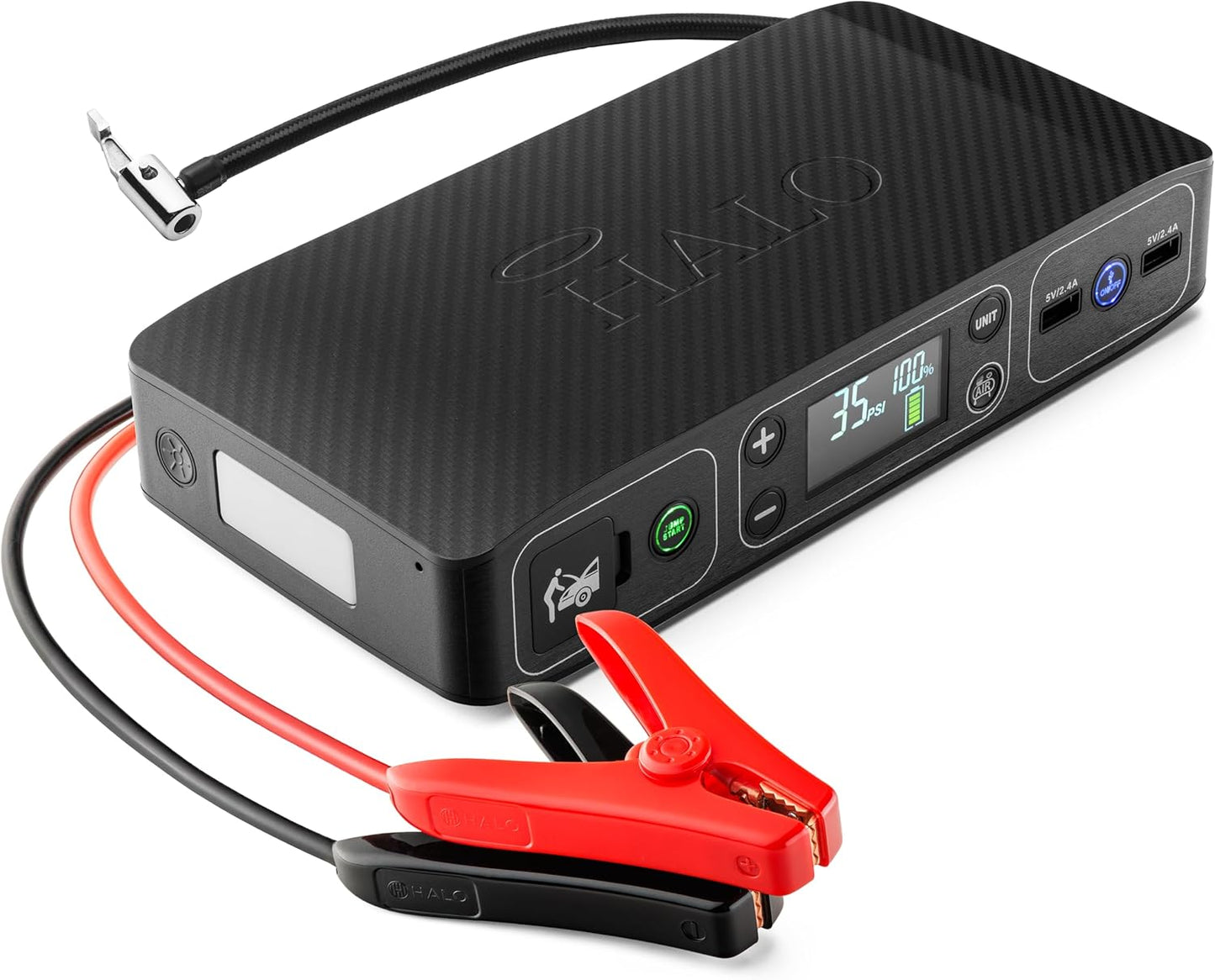 Bolt Air 58830 Portable Car Battery Jump Starter | 100 PSI Air Compressor, 58.8Wh USB Power Bank, Emergency Floodlight & Charger, Jumps Cars Suvs & Trucks, Inflates Tires, TSA Approved — Gray