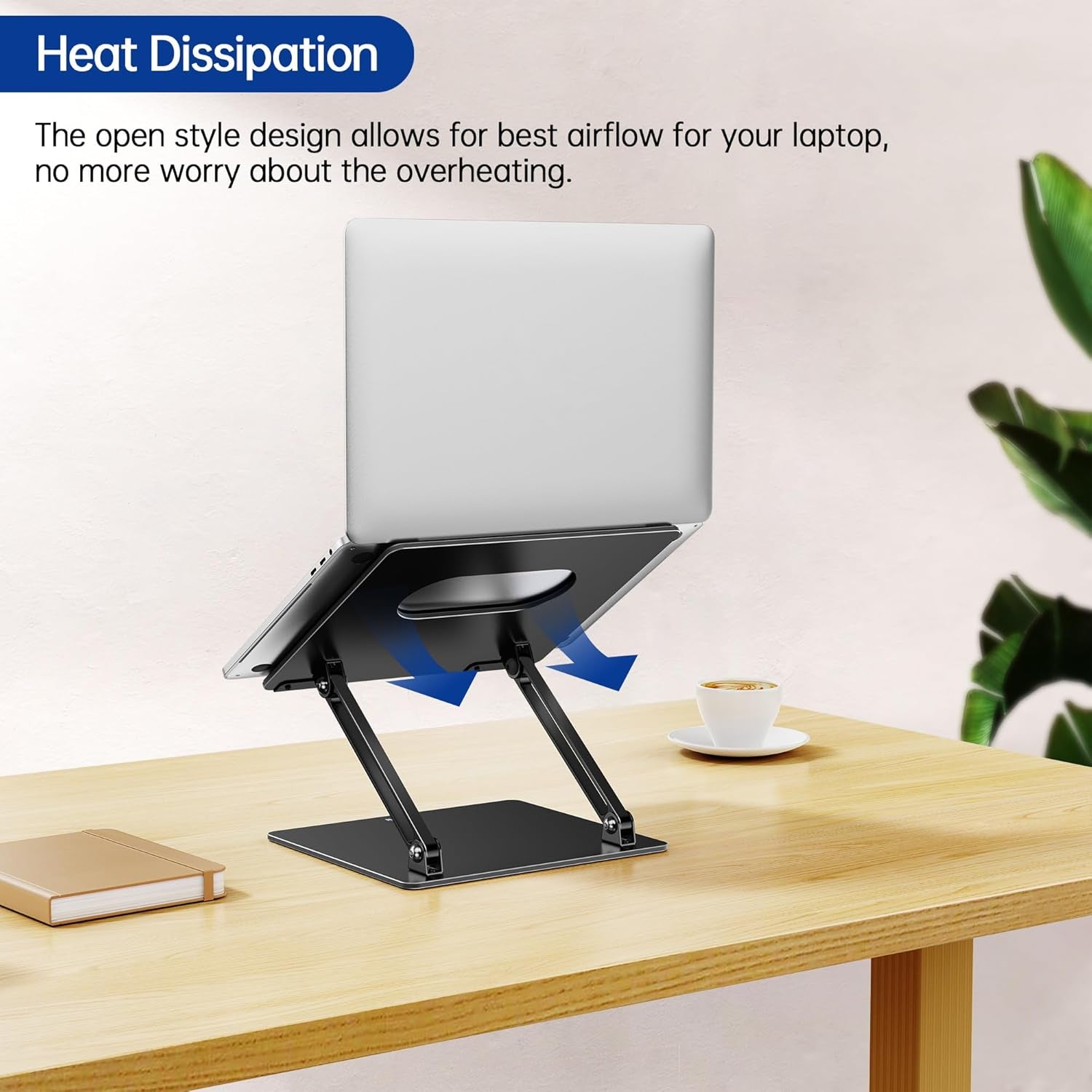 LS10 Aluminum Laptop Stand, Ergonomic Adjustable Notebook Stand, Computer Holder Compatible with Air, Pro, Dell, HP, Lenovo More 10-14" Laptops, Black