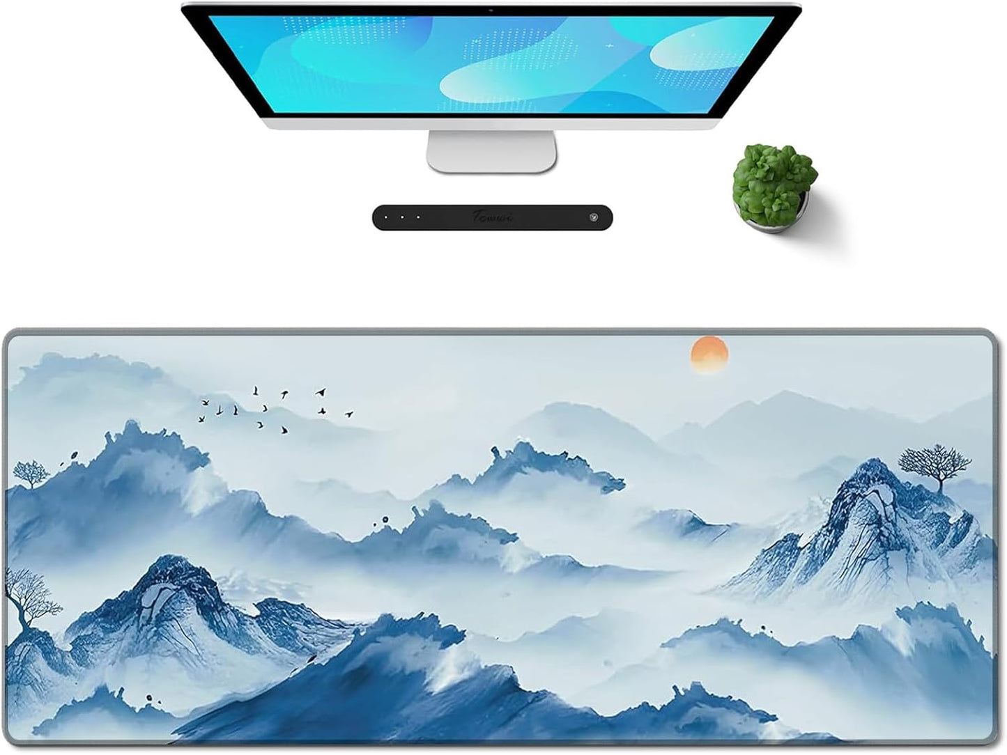 Gaming Mouse Pad XXL XL Large Long Extended Big Mousepad Non-Slip Rubber Keyboard Mouse Pad with Stitched Edges for Laptop Home Office (31.5X11.8X0.08 Inch) … (Aurora)