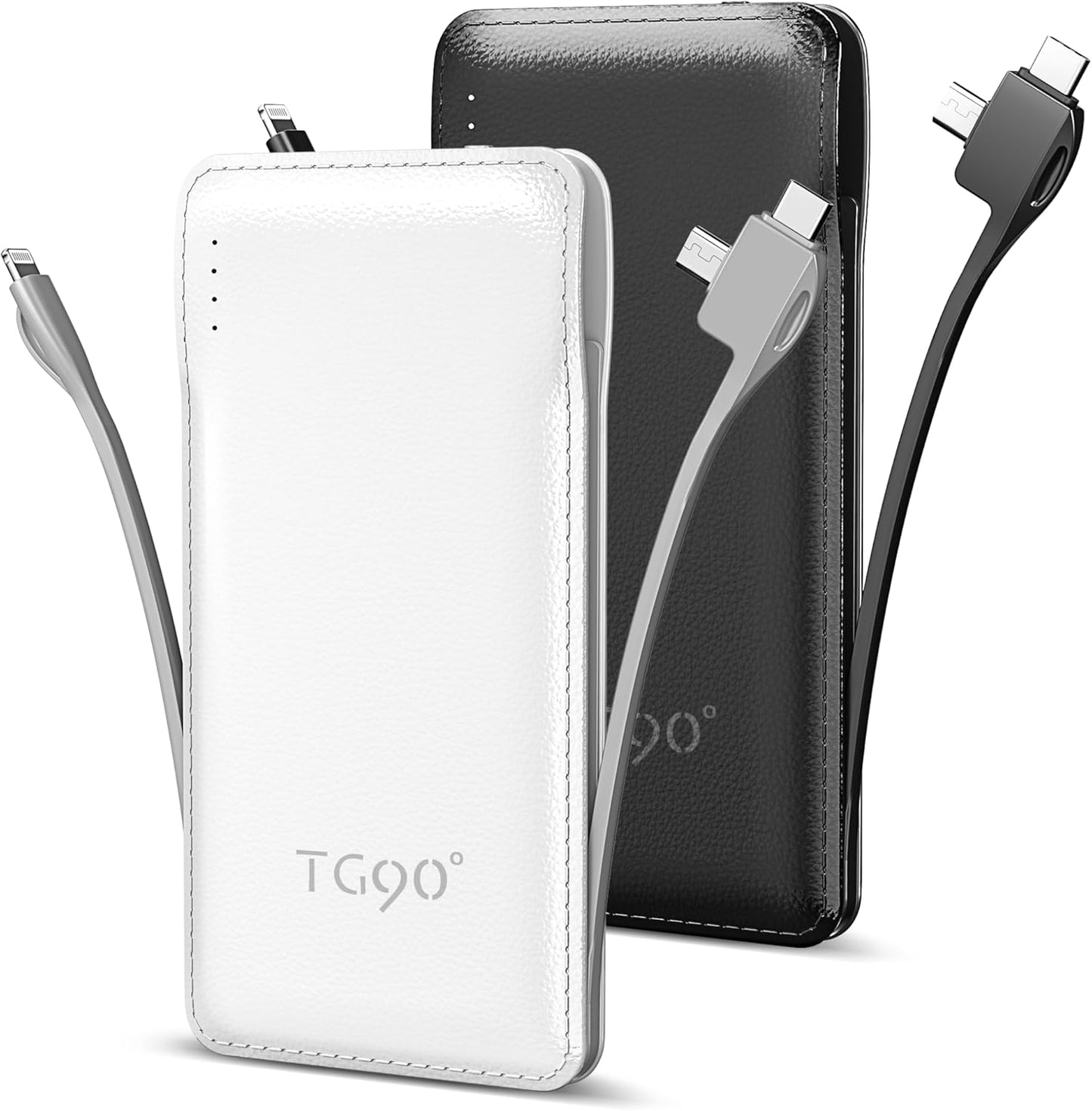 2 Pack 10000Mah Power Bank Built-In Foldable AC Wall Plug and Cables,Ultra Slim Compact Cell Phone Fast Charger,External Battery Pack Compatible with Iphone and Android Devices,Black & Blue